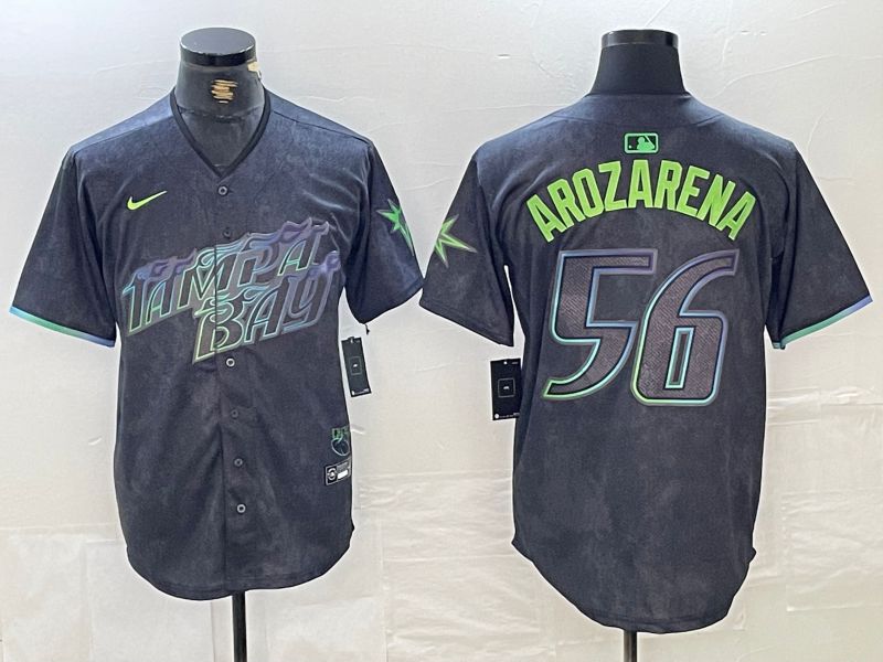 Men Tampa Bay Rays 56 Randy Arozarena Nike MLB Limited City Connect Black 2024 Jersey style 1